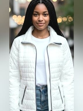 Guess White Puffer Jacket S